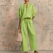 Summer Women's Wide Leg Pants Set Casual Loose Fit Solid Color Zipper Round Neck Top And Bottoms Ensemble_ecoleips.com