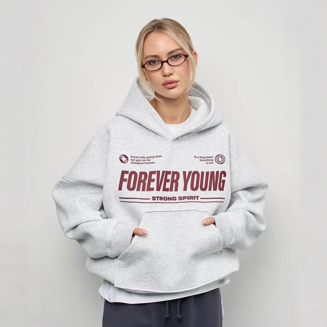 Women's Clothing Oversized Letter Print Hoodie - Soft Cotton Pullover Sweatshirt With Kangaroo Pocket, Casual Loungewear For Women (Ash Grey, M-XXXL)_ecoleips.com