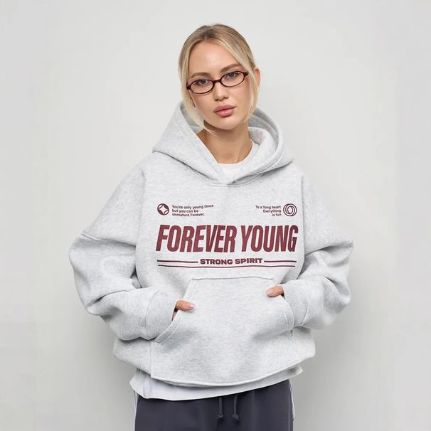 Women's Clothing Oversized Letter Print Hoodie - Soft Cotton Pullover Sweatshirt With Kangaroo Pocket, Casual Loungewear For Women (Ash Grey, M-XXXL)_ecoleips.com