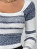 Colorblock Striped Knit Sweater – Women’s Long Sleeve Crewneck Pullover (S-XL, Polyester Blend, Soft & Breathable Everyday Essential)_ecoleips.com