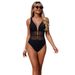 Voya 2026 European And American Hot-selling Sexy Bikini, Solid Color Mesh One-piece Swimsuit, New Swimwear For_ecoleips.com