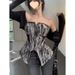 American Style High-End Chic Mini Dress Sweet And Spicy Black Unique Strapless Top + Shawl Set For Women_ecoleips.com