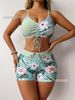 Aria Basics 2026 New European And American Style Women's Two-Piece Boxer Swimsuit, Cross-Border Printed High-Waisted_ecoleips.com