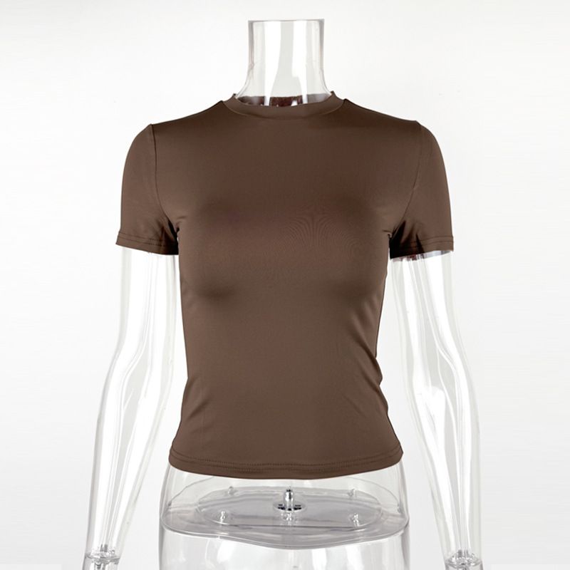 Women's Clothing Short Sleeve T Shirt Round Neck Slim Fit Hot Girl Pure Desire Top Women_ecoleips.com