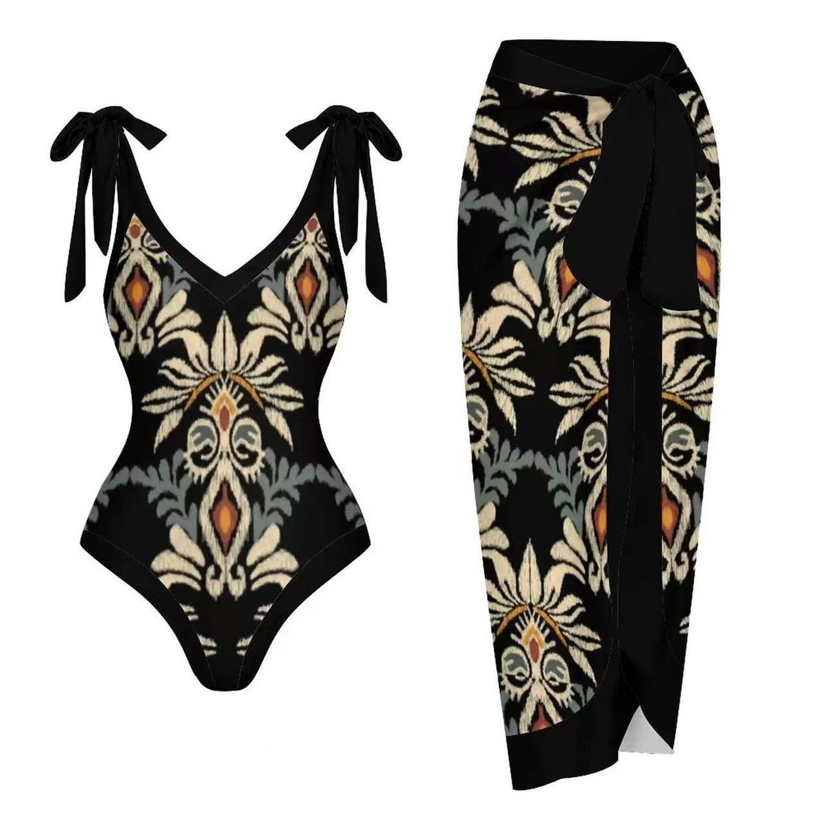 Adjustable Apron One-Piece Swimsuit – Double Strap & Tummy Control Design (S-XL, 5 Prints) – UPF50+ & Quick-Dry Fabric_ecoleips.com