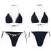 Women's Sexy Lace-Up Bikini Set Two-Piece Swimsuit Lace Edge Bow Design Polyester_ecoleips.com