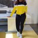 Women's Color-Block Lounge Set - Long Sleeve T-Shirt & Drawstring Joggers Two-Piece Outfit, Comfortable Casual Fall Winter Coordinated Ensemble_ecoleips.com