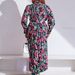 C8501 Foreign Trade Plus Size Women's Clothing 2022 Autumn/Winter New Long Sleeve Printed Pleated Strap High Collar_ecoleips.com