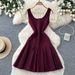 French Style Light Luxury Sleeveless A Line Knit Dress For Women, Summer Korean Style, High Waisted, Slimming, Elegant, And Suitable For Commuting._ecoleips.com