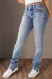 K New Double Button Mid Waist Straight Leg Jeans For Women With Slim Fit And Elegant Long Pants_ecoleips.com