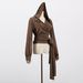 Women's Lightweight Hooded Shirt With Adjustable Waist Tie - Loose Fit Casual Top In Earthy Brown - Post-Apocalyptic Style Fall Fashion_ecoleips.com
