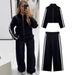 Women's Clothing Side Stripe Belt Decorated Jacket High Waist Trousers Casual Suit_ecoleips.com
