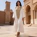 Women's Clothing Modest Abaya Dress Elegant Muslim Summer Abaya Dress With Double-Layer Design & Rhinestone Embellishments Long-Sleeve Maxi_ecoleips.com