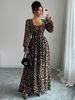 Women's Leopard Print Long Sleeve Dress – Stylish Fall & Winter Dress With Comfort Fit, Soft Stretch Fabric, Elegant A-Line Silhouette_ecoleips.com