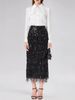 Sequin & Fringe Mermaid Pencil Skirt – High-Slit Evening Skirt For Women (Black/Silver, S-XL)_ecoleips.com