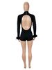 Women's Sexy Round Neck Backless Long Sleeve Plush Bodysuit Solid Color_ecoleips.com
