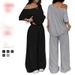Women's Clothing Spring/Summer Women's Casual Wide Leg Pants Suit Solid Color Sports Two Piece Loose Trousers_ecoleips.com
