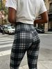 Fleece Lined Plaid Yoga Leggings High Waist Stretch Thermal Workout Pants_ecoleips.com