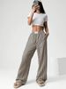 Women's Striped High Waist Wide Leg Casual Trousers Loose Fit Straight Pants With Pockets_ecoleips.com