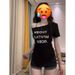 American-style Spicy Girl Letter Print Off-shoulder Short-sleeve T-shirt For Women, Summer Slim-fit, Waist-cinching,_ecoleips.com