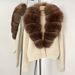 Korean-Style Premium Fox Fur Collar Cardigan – Soft Cropped Knit Sweater For Women | Elegant Short Coat For Autumn & Spring (Multiple Colors)_ecoleips.com
