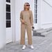 Fall Pure Color Simple Casual Suit Female Fashion Long Sleeve Top And Trousers Two-Piece Set Female_ecoleips.com
