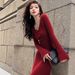 Guoguo's Red Knitted Dress For Women, 2025 Autumn Winter Model, Christmas And New Year Party, New Chinese-style Formal_ecoleips.com