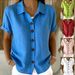Women's Short Sleeve Button-Up Shirt – Elegant Solid Color Lapel Collar Blouse For Summer Casual & Office Wear_ecoleips.com