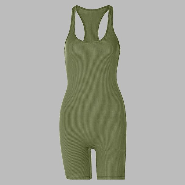 Fashion Summer Women's Clothing Back U Neck Sexy Solid Color Tight Hip Sports One Piece Yoga Pants Short_ecoleips.com