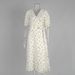 Pure Cotton Printed Dress European And American 2025 New Women's Puff Sleeve V Neck Lace Short Sleeved Printed Dress_ecoleips.com