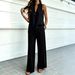 Women's Sleeveless V-Neck Wide-Leg Jumpsuit Set Casual Solid Color Matching Outfit Comfortable Two-Piece_ecoleips.com