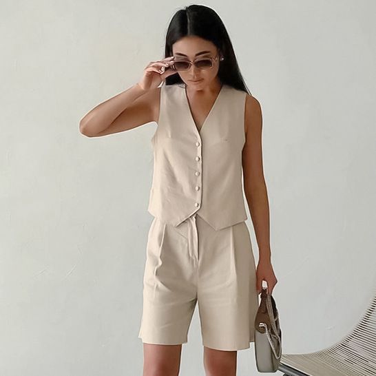 Women's Clothing Vest Vest Hot Pants Set Summer Fashion New Two Piece Set_ecoleips.com