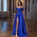 Elegant Off-Shoulder Blue Evening Dress Ball Gown for Women for Parties And Special Occasions_ecoleips.com