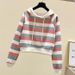 Trendy Striped Hoodie & High-Waist Straight-Leg Jeans Set - Casual Cotton Outfit For Women, Retro Streetwear, Comfortable Daily Wear_ecoleips.com