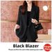 Women's Slim-Fit Tailored Blazer Long Sleeve Jacket Back Slit Casual Office Wear Street Chic Spring Fall_ecoleips.com