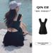 Women's Clothing Solid Color Swimsuit Little Black Dress Conservative Style Covers Tummy Slimming Flat Leg Pants Professional_ecoleips.com
