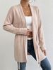 Women Lightweight Breathable Belted Knit Cardigan Shawl Collar Long Sleeve Oversized Loose Mid Length Knit Coat_ecoleips.com