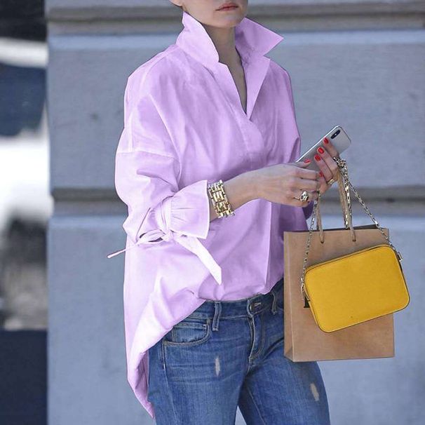 Women's Clothing Popular Spring And Summer Women's Long-sleeved Shirts Street Fashion Loose Solid Color Large Size Shirts For Women_ecoleips.com