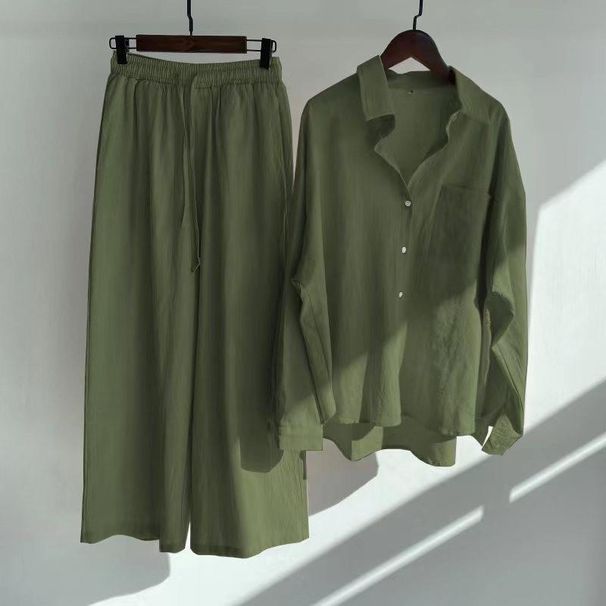 New Women's Retro Cotton Linen Shirt Set 2 Piece Plus Size Comfortable Breathable Casual Spring Summer Autumn Clothing_ecoleips.com