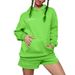 Women's Clothing Sweatshirt Three Quarter Pants Plus Velvet Warm Sports Solid Color Two Piece Suit_ecoleips.com