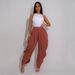 TW795 Women's Solid Color Flower Bud Casual Pants Sexy Urban Multi Fold Independent Station Casual Bottoms_ecoleips.com