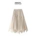 2025 Autumn Women's Elastic Waist Fashion Beaded Versatile Slimming Solid Color Mid-Length Mesh Skirt 0890_ecoleips.com