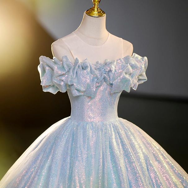 Women's Clothing Evening Dress Summer New Vocal Art Exam Solo Puffy Skirt Report Performance Dress One Shoulder_ecoleips.com