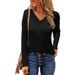 Aria Basics Aria Basics European American Foreign Rade Auumn And Winer New Women's Lace Rim Long-sleeve V-neck Loose Kni_ecoleips.com