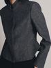 2026 New Women's Clothing Dark Gray Stand-up Collar Waist Curved Hem Short Jacket Minimalist Commuter Style Fashion Jacket_ecoleips.com