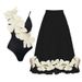 Women's Clothing Solid Color Sling One Piece Swimsuit Female Flower Hot Spring Resort Swimsuit_ecoleips.com