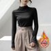 The Maillard Style Autumn And Winter Innerwear Warm German Velvet Semi-High-Neck Long-Sleeved T-Shirt Women's Base Layer_ecoleips.com