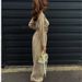 Women's clothing fashion solid color lace short long-sleeved top wide-leg pants two-piece set_ecoleips.com
