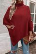 Women's High Neck Cape Poncho Sweater Knit Wrap Shawl Coat Soft Polyester Blend Oversized Fall & Winter Fashion_ecoleips.com