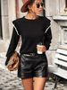 Women’s Loose Fit Ruffled Knit Sweater – Round Neck, Soft Acrylic Blend, European & American Style For Casual & Office Wear_ecoleips.com